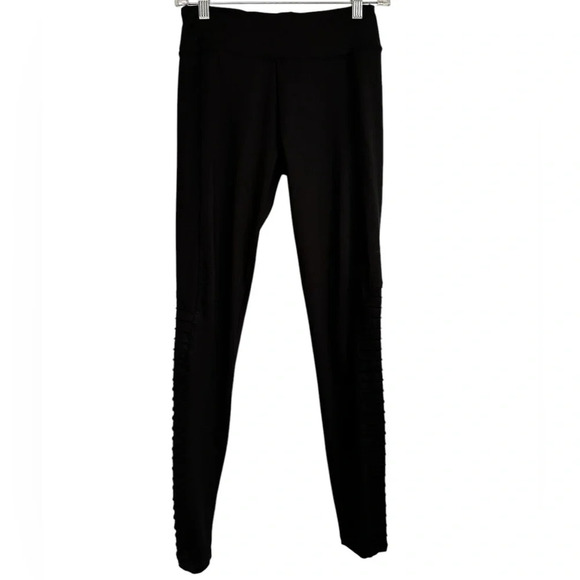 SAM EDELMAN Womens Black Stretch Straight Elongated Moto Leggings - Picture 1 of 16